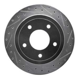 Ford E-150 Brake Rotor (1) - Rear Right - R1 Concepts - Drilled & Slotted - Silver - `04-`06